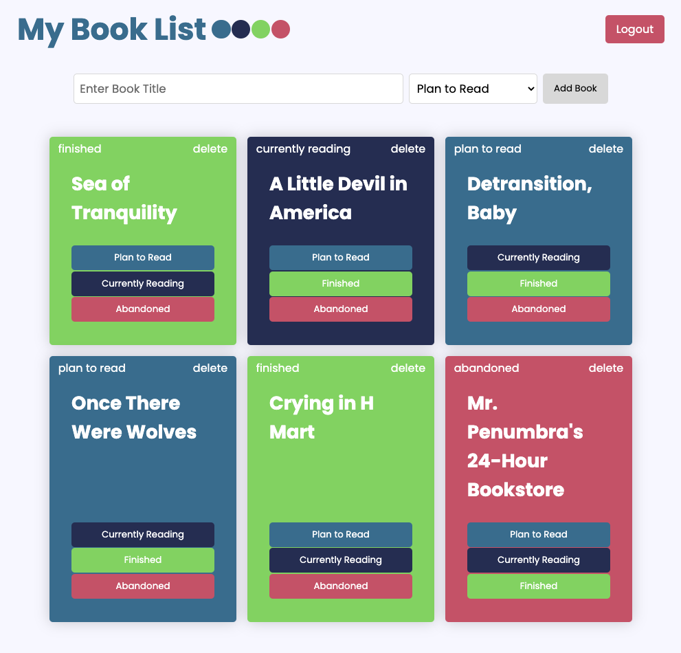 My Book List application